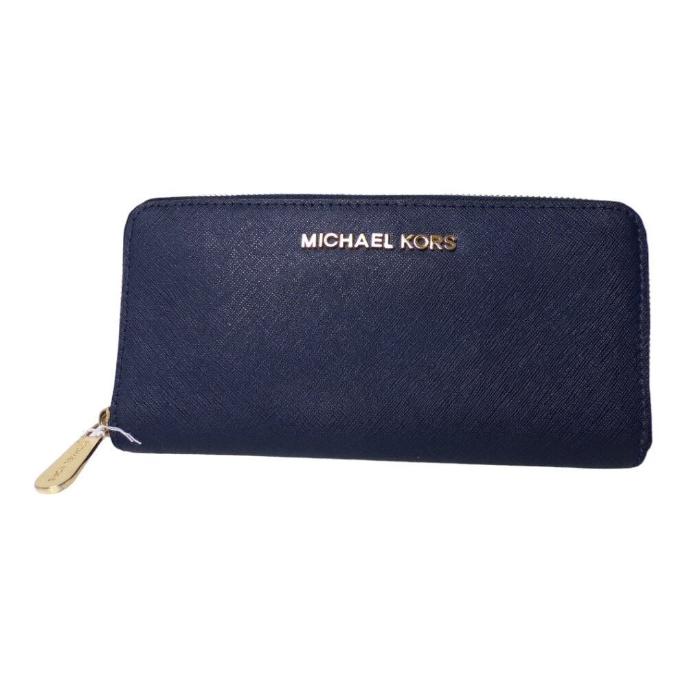 Michael Kors Leather Jet Set Travel Wallet Navy #1288
